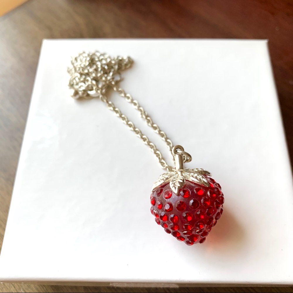 🍓Strawberry Necklace with Silver Chain - Like New